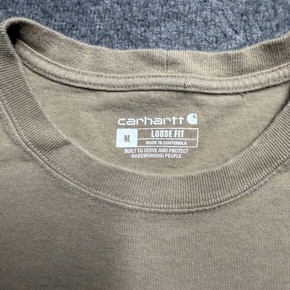 Carhartt T-Shirt Mens Medium Tan Loose Fit Short Sleeve Utility Workwear K87-M - Picture 2 of 7
